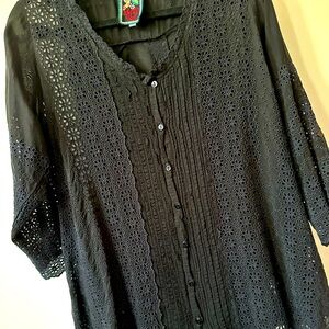 Rich black eyelet tunic